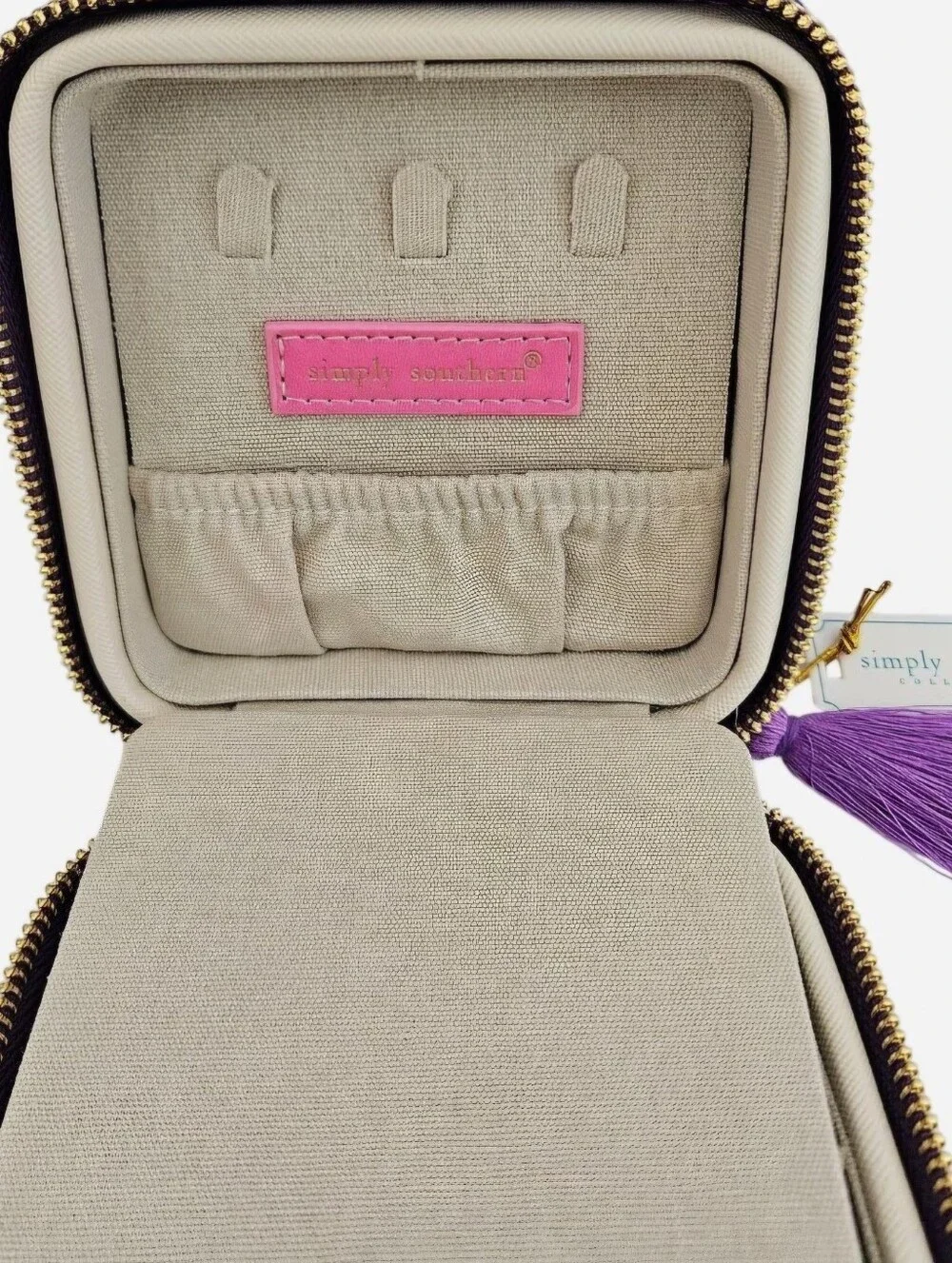 Simply Southern Quilted Pattern Jewelry Box purple & multicolor NEW
